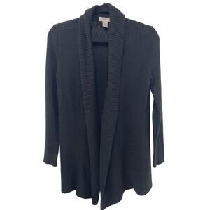 LOFT Long Sleeve Open Front Knitted Cardigan Sweater Black Women's Size‎ Small